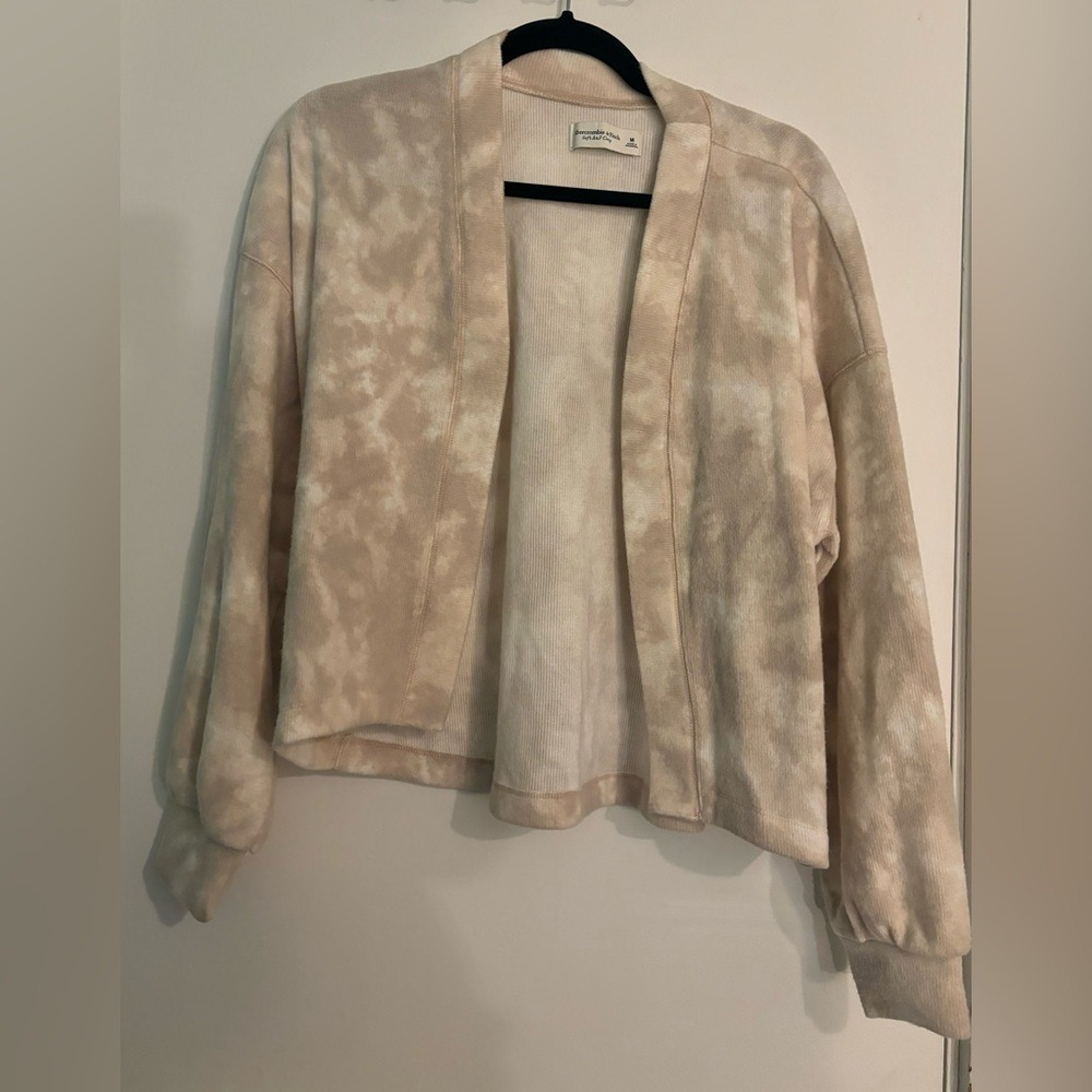 Abercrombie & Fitch Womens Cozy Cropped Cardigan, Size Med‎ Tie Dye Soft Casual